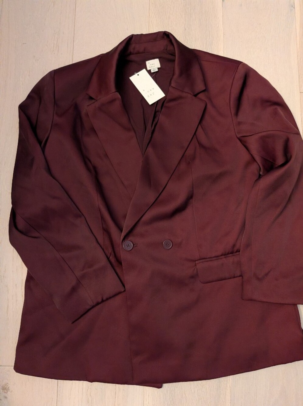 a new day Women's Burgundy Double-Breasted Blazer - Picture 5 of 7